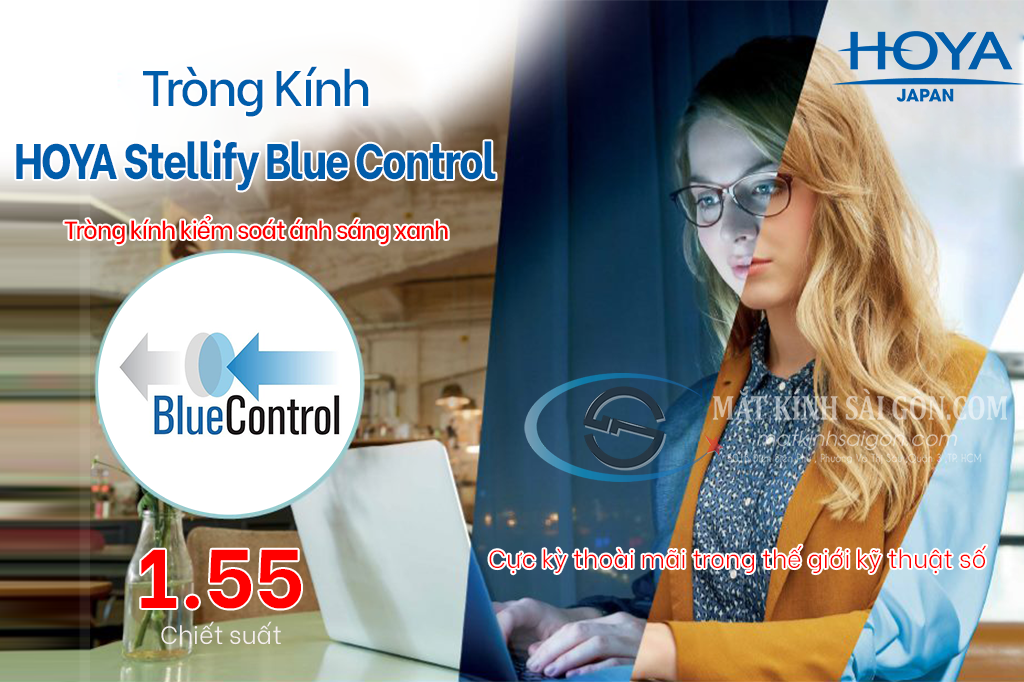 Tròng Kính 1.55 HOYA Stellfy BlueControl